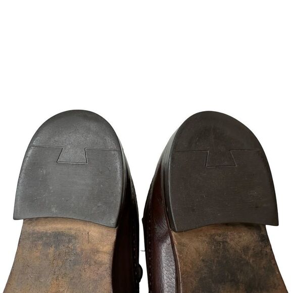 Vintage Men's Brown Leather Wing Tip Shoes Made In USA Circa 1970s Size 11 - Picture 9 of 13